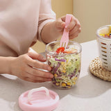 Fruit Bowl - Salad Bowl - Leakproof reusable food container with lid and draining basket - Suitable for work, school, and travel. - 650 ml (Vegetable) - Top-Down View
