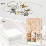 Jewelry Organizer Set - 3-Piece Set - Leather Jewelry Box - Portable Jewelry Organizer - Rings, Earrings, Necklaces, Bracelets - (White) - Jewelry Organizer - Christmas Gift - Birthday Gift - Side View