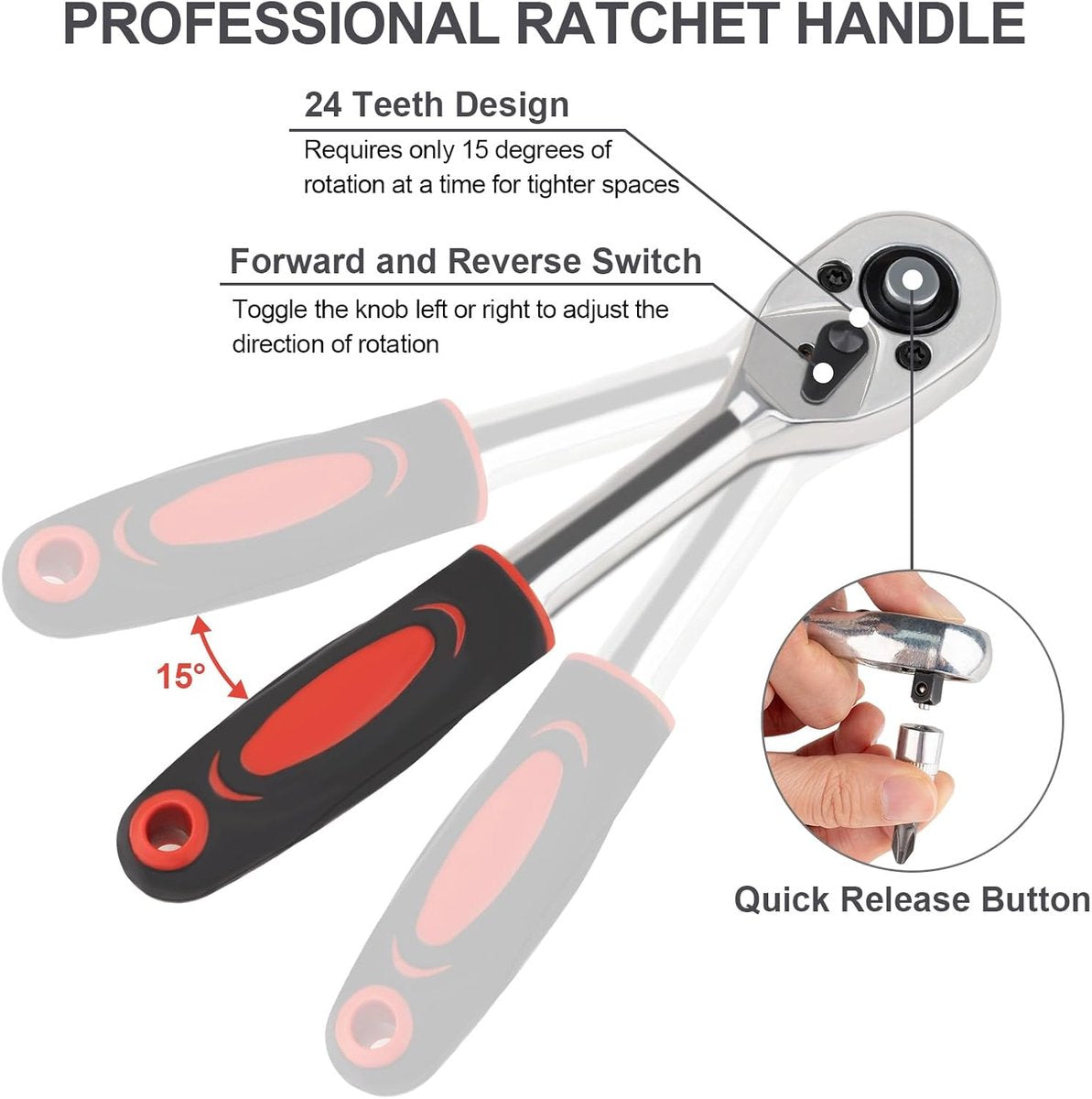 46-Piece Wrench & Ratchet Set - 1/4 Inch Metric for Cars - Compact Storage Case