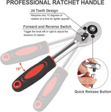 46-Piece Wrench & Ratchet Set - 1/4 Inch Metric for Cars - Compact Storage Case - Rear View