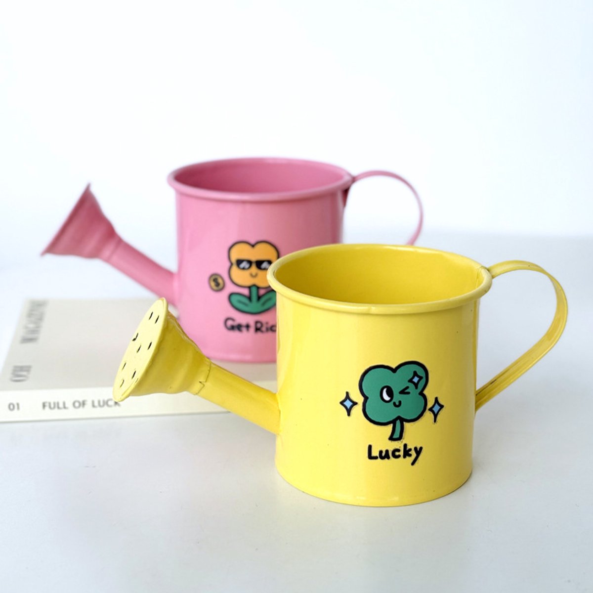 Casting Kettle - Iron Garden Small Household Casting Kettle - Bucket - Four-Leaf Clover - Yellow