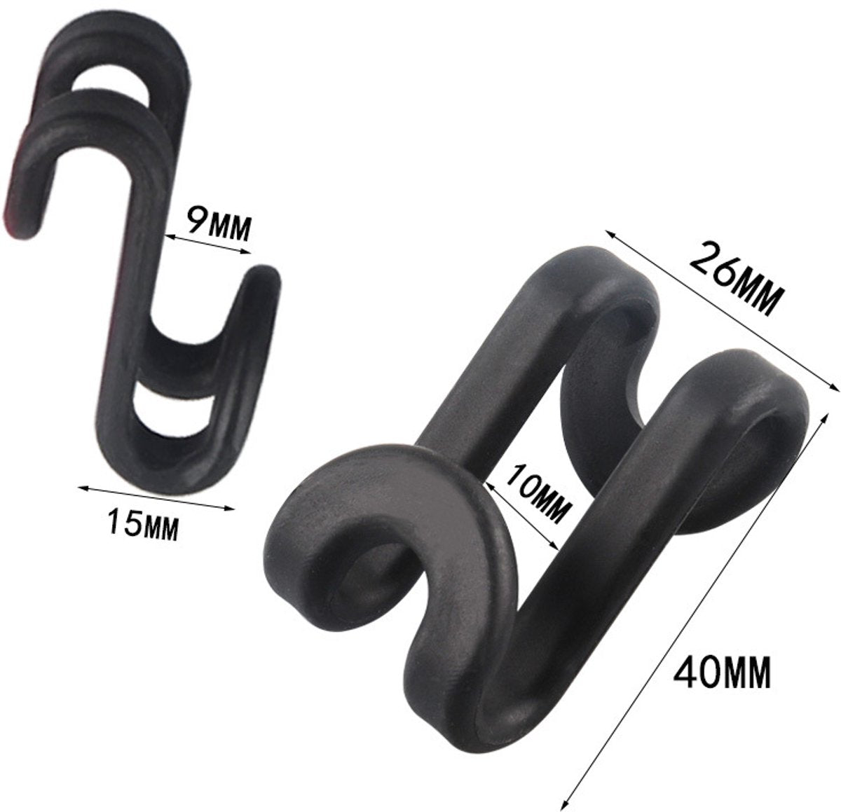 Hanger Hooks | Hooks - S-Hook Hangers - Black - Pack of 100 - Coat Hooks - Space-Saving Hanger Connector Hooks - Plastic Hanger Connectors - Ideal for Organizing Your Wardrobe
