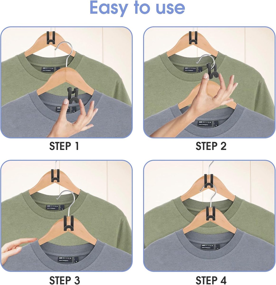 Hanger Hooks | Hooks - S-Hook Hangers - Black - Pack of 100 - Coat Hooks - Space-Saving Hanger Connector Hooks - Plastic Hanger Connectors - Ideal for Organizing Your Wardrobe