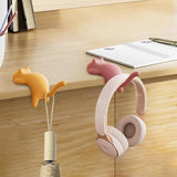 Hooks - 4-Pack - Cat Shape - Backpack Hooks - Non-Slip Hooks - No Drilling Required - Compact and Portable - Suitable for office, home, etc., and can also be used for home decoration. (Black + Off-White + Yellow + Pink) - Rear View