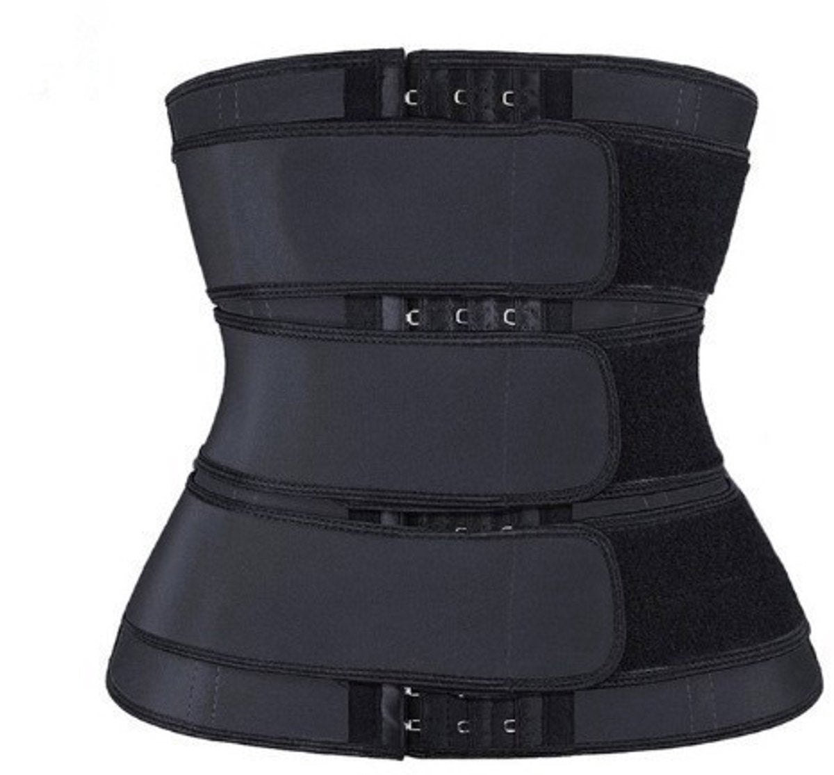 Women Sweat Reducer Training Belt - Sweatband - Waist Trainer - Slimming Belly Band - 3-Row Closure & Breathable Material - Extended Sizes (S to 6XL) - Black,S