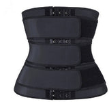 Women Sweat Reducer Training Belt - Sweatband - Waist Trainer - Slimming Belly Band - 3-Row Closure & Breathable Material - Extended Sizes (S to 6XL) - Black,S