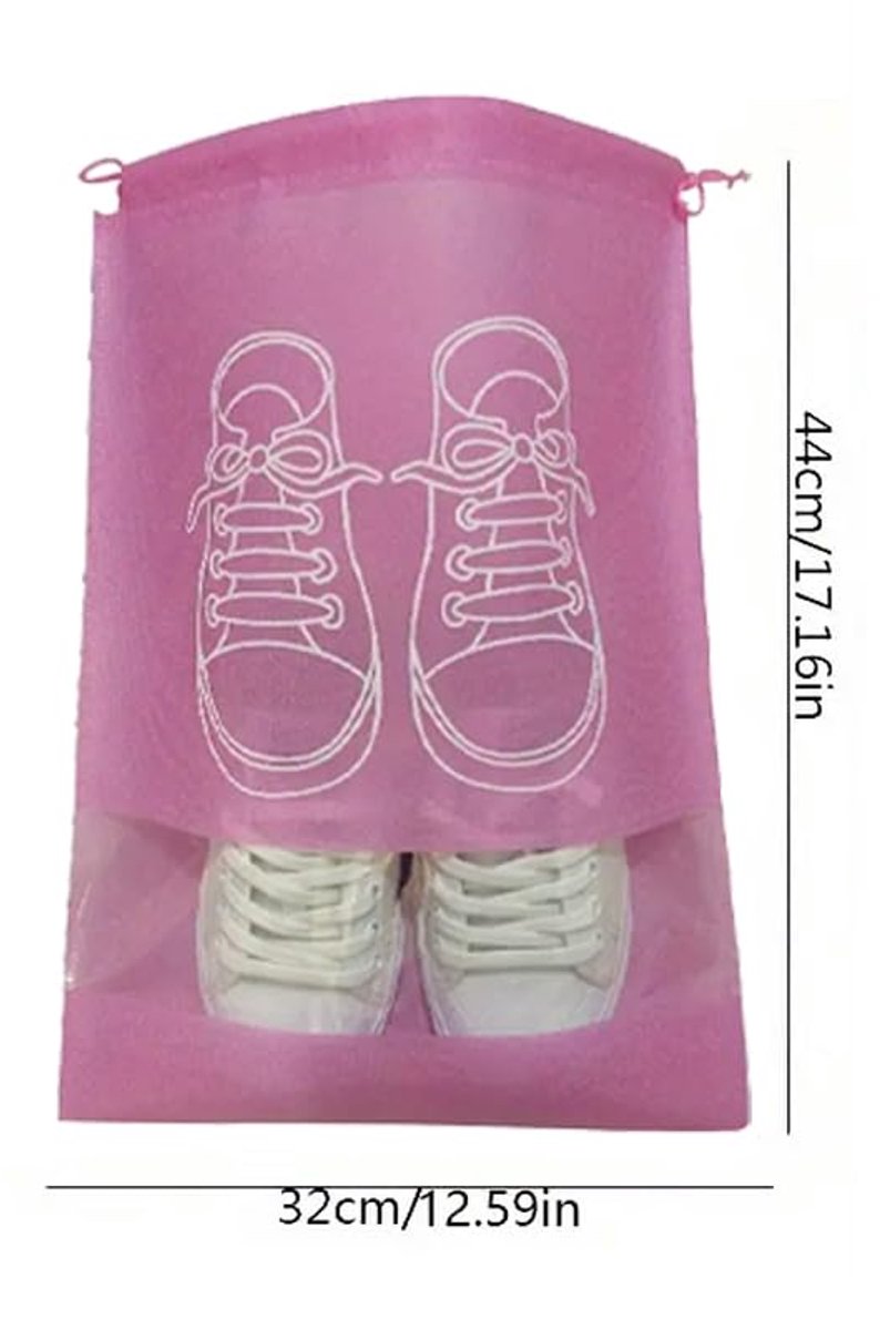 Shoe Bags - Pack of 5 - Shoe Bag - Travel and Storage Bag - Water-Repellent - Travel Organizer - Pink (43.5*32cm)