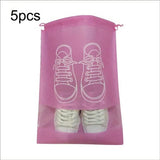 Shoe Bags - Pack of 5 - Shoe Bag - Travel and Storage Bag - Water-Repellent - Travel Organizer - Pink (43.5*32cm) - Top-Down View