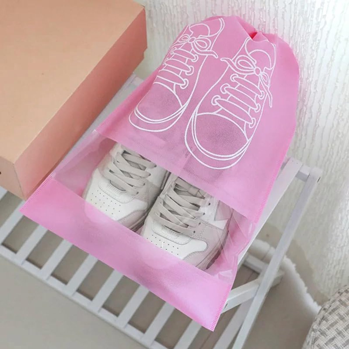 Shoe Bags - Pack of 5 - Shoe Bag - Travel and Storage Bag - Water-Repellent - Travel Organizer - Pink (43.5*32cm)