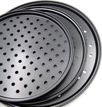 Pizza Baking Pan Set - Pizza Stone Set - Pizza Platter | Pizza Baking Tray | Pizza Plate - Carbon Steel - With Ventilation Holes - Oven-Safe - Home | Kitchen | Dining Room (26cm & 28cm & 32cm)
