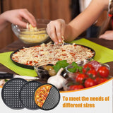 Pizza Baking Pan Set - Pizza Stone Set - Pizza Platter | Pizza Baking Tray | Pizza Plate - Carbon Steel - With Ventilation Holes - Oven-Safe - Home | Kitchen | Dining Room (26cm & 28cm & 32cm) - 45-Degree Angle