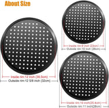 Pizza Baking Pan Set - Pizza Stone Set - Pizza Platter | Pizza Baking Tray | Pizza Plate - Carbon Steel - With Ventilation Holes - Oven-Safe - Home | Kitchen | Dining Room (26cm & 28cm & 32cm)