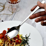 5-piece stainless steel cutlery set - fork and spoon - soup, salad and noodle spoons and forks - Low Angle