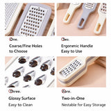 Grater - 3-piece set - Hand grater - Cheese grater - Ginger grater - Garlic grater - Stainless steel - Dishwasher safe - Silver