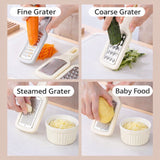 Grater - 3-piece set - Hand grater - Cheese grater - Ginger grater - Garlic grater - Stainless steel - Dishwasher safe - Silver - 45-Degree Angle