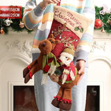 Gift Bags - 23 Inch Christmas Stockings - Santa and Reindeer Pattern - Extra Soft Plush Cuff - Classic Christmas Stocking Decoration - Perfect for Family Holiday Decor（B） - Side View