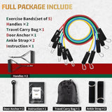 Resistance Bands - Exercise Bands - Training Bands - Resistance Bands with Handles for Men and Women - Exercise Bands for Fitness and Strength Training at Home - Top-Down View