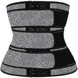 Women Sweat Reducer Training Belt - Sweatband - Waist Trainer - Slimming Belly Band - 3-Row Closure & Breathable Material - Extended Sizes (S to 6XL) - Gray, 4XL