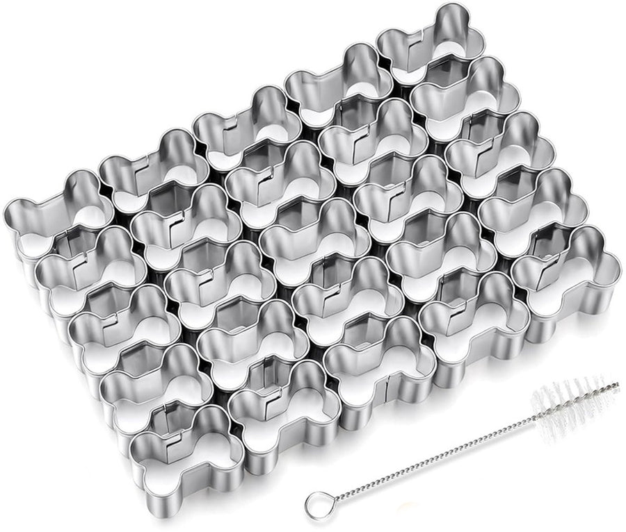 Bone Cookie Cutters - Stainless Steel Baking Cup Set - Kitchen & Baking Tools - With Cleaning Brush - Enjoy cooking with your kids.