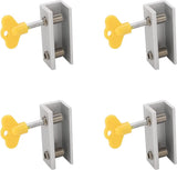 4-pack Door & Window Security - Aluminum and Stainless Steel - Reusable Window Locks - Improved Airflow - With Protective Pads - Suitable for Offices - Front View