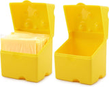 2-Pack Cheese Storage Boxes with Lids - For Sliced & Grated Cheese in the Fridge - Dishwasher Safe - Front View