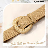 Belts - Women's stretch straw belts - Fashionable Bohemian belts - Rattan belts Raffia women's belts - Front View