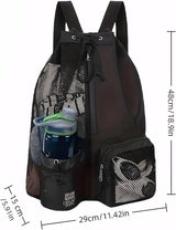 Backpack - Sports Bag - Travel Bag - Training Bag - Swimming Bag - 30*15*45cm - Mesh Material - Drawstring Design - Side Storage Space - Unisex - Suitable for Fitness, Swimming, Travel, Dancing, Camping（Yellow） - Front View