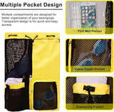 Backpack - Sports Bag - Travel Bag - Training Bag - Swimming Bag - 30*15*45cm - Mesh Material - Drawstring Design - Side Storage Space - Unisex - Suitable for Fitness, Swimming, Travel, Dancing, Camping（Yellow） - Side View
