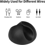 Pack of 12 Cable Clips - Black, Self-Adhesive Cable Organizer - Charger Holder - Cable Organizer - Suitable for bedside tables, desks, offices and for storing mice. - Top-Down View