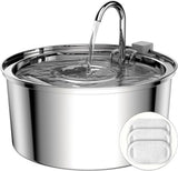 Cat Drinking Fountain - Quiet Drinking Fountain for Cats - 3.2L Stainless Steel Water Fountain with Filter - Cat Water Fountain - Cat Drinking Bowl - Includes 4 Cat Fountain Filters - for Cats and Dogs