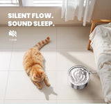 Cat Drinking Fountain - Quiet Drinking Fountain for Cats - 3.2L Stainless Steel Water Fountain with Filter - Cat Water Fountain - Cat Drinking Bowl - Includes 4 Cat Fountain Filters - for Cats and Dogs - Front View