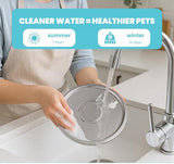Cat Drinking Fountain - Quiet Drinking Fountain for Cats - 3.2L Stainless Steel Water Fountain with Filter - Cat Water Fountain - Cat Drinking Bowl - Includes 4 Cat Fountain Filters - for Cats and Dogs - Side View