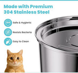 Cat Drinking Fountain - Quiet Drinking Fountain for Cats - 3.2L Stainless Steel Water Fountain with Filter - Cat Water Fountain - Cat Drinking Bowl - Includes 4 Cat Fountain Filters - for Cats and Dogs - Top-Down View