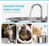 Cat Drinking Fountain - Quiet Drinking Fountain for Cats - 3.2L Stainless Steel Water Fountain with Filter - Cat Water Fountain - Cat Drinking Bowl - Includes 4 Cat Fountain Filters - for Cats and Dogs - 45-Degree Angle