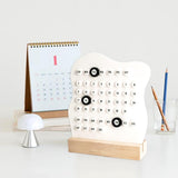 Desktop Perpetual Calendar - 2026 Calendar - Reusable Block Calendar for the Desk - 2026 Monthly Calendar - Modern Ring Date Calendar - White