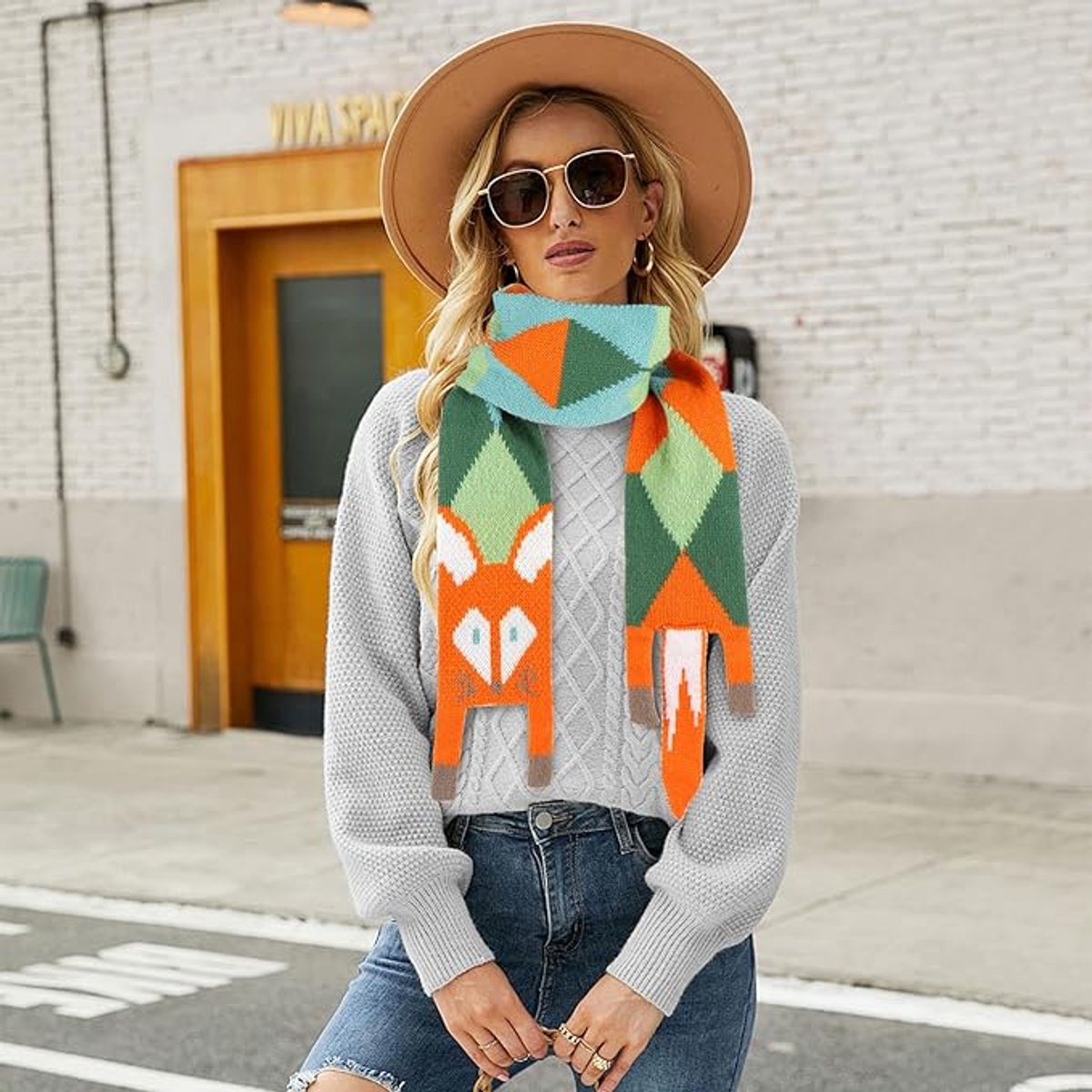 Scarves - Women's Winter Scarves - Warm Scarves - Cute Fox Scarves - 140cm - Stylish Gift - A Gift for Her (A)