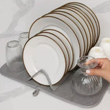 Folding Coasters - Kitchen Placemats - Draining Mats - Storage Racks - Suitable for Kitchens (Grey) - Front View