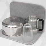 Folding Coasters - Kitchen Placemats - Draining Mats - Storage Racks - Suitable for Kitchens (Grey) - Top-Down View