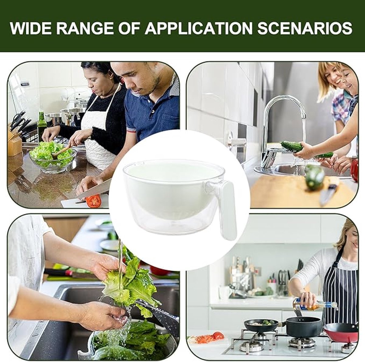 Kitchen Tools - Dishwashing Liquid - Fruit Washing Basin - Dish Drainer - Rotating Dish Drainer - Suitable for kitchen salads, mixing food, fruits, vegetables and other snacks.