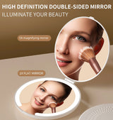 Make up mirror - Mini mirror with light - 1x/5x magnification - 10 cm - Rechargeable - Suitable for wallets, pockets, travel and as a gift (Khaki) - Side View