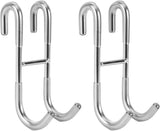 No-Drill Shower Door Hooks - 2-Pack for Rimless Glass Doors - Rubber Scratch Protection