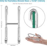 No-Drill Shower Door Hooks - 2-Pack for Rimless Glass Doors - Rubber Scratch Protection - Front View