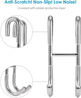 No-Drill Shower Door Hooks - 2-Pack for Rimless Glass Doors - Rubber Scratch Protection
