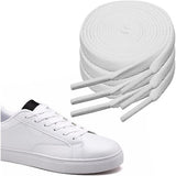 White flat laces - suitable for sports shoes, etc. White 120 cm 3 pairs - Side View
