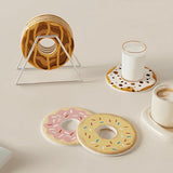 Coasters - Non-slip coasters - heat insulating coasters - Set of 4 - Donut-shaped - Anti-burn and anti-slip - Nice decoration for your home and dining table - Top-Down View