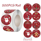 Stickers - Christmas Stickers - Cartoon Stickers - 2 Rolls - Approximately 500 stickers per roll - The best choice for decorating Christmas gifts - Front View