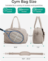 Tennis Bag - Tennis Backpack - 42L with Shoe Compartment - Sports Bag - Waterproof Racket Bag - Protective Racket Compartment - Portable as a Shoulder Bag - Gray - 45-Degree Angle