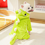Warm Pet Clothing - Cute Dinosaur Dog Suit - Warm Fleece Pet Clothes for Small Dogs - Green (Size L)