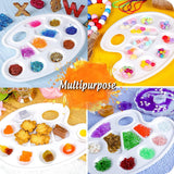 Two-piece oval paint palette - plastic paint tray - palette with thumb hole - suitable for adults and children - perfect for painting or DIY craft lessons - white - Rear View