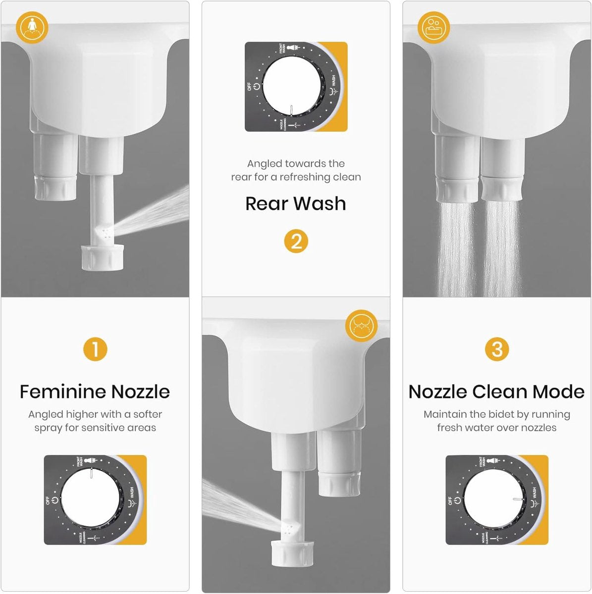 bidet - Toilet bidet | With 2 spray heads - Self-cleaning bidet spray - Adjustable water pressure - Toilet bidet attachment - Comes with a bidet installation video